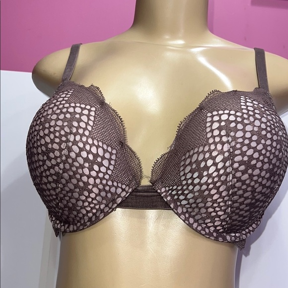 Victoria's Secret Brown Lace Overlay Bra 34D - Picture 4 of 11